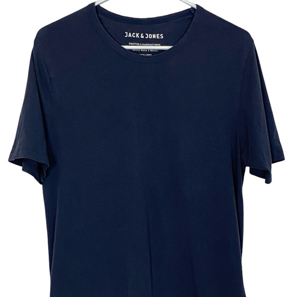 Jack & Jones Tshirt Mens Size Large Navy Blue Gray Short Sleeve Crewneck Soft - Picture 3 of 8